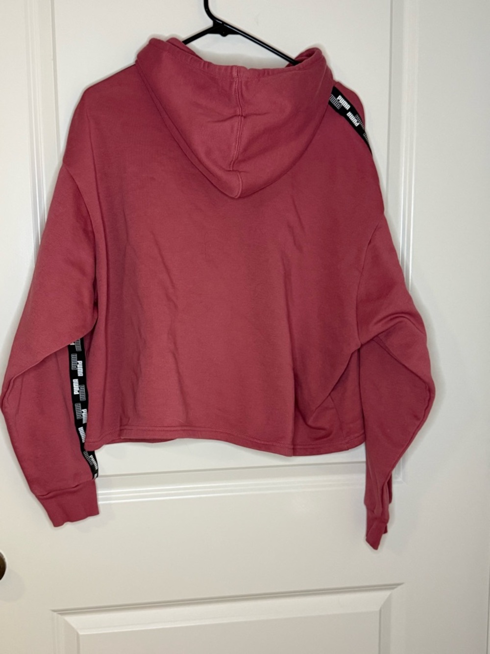 Puma Women's Rose Dust Cropped Hoodie with Logo Tape - Picture 3 of 7